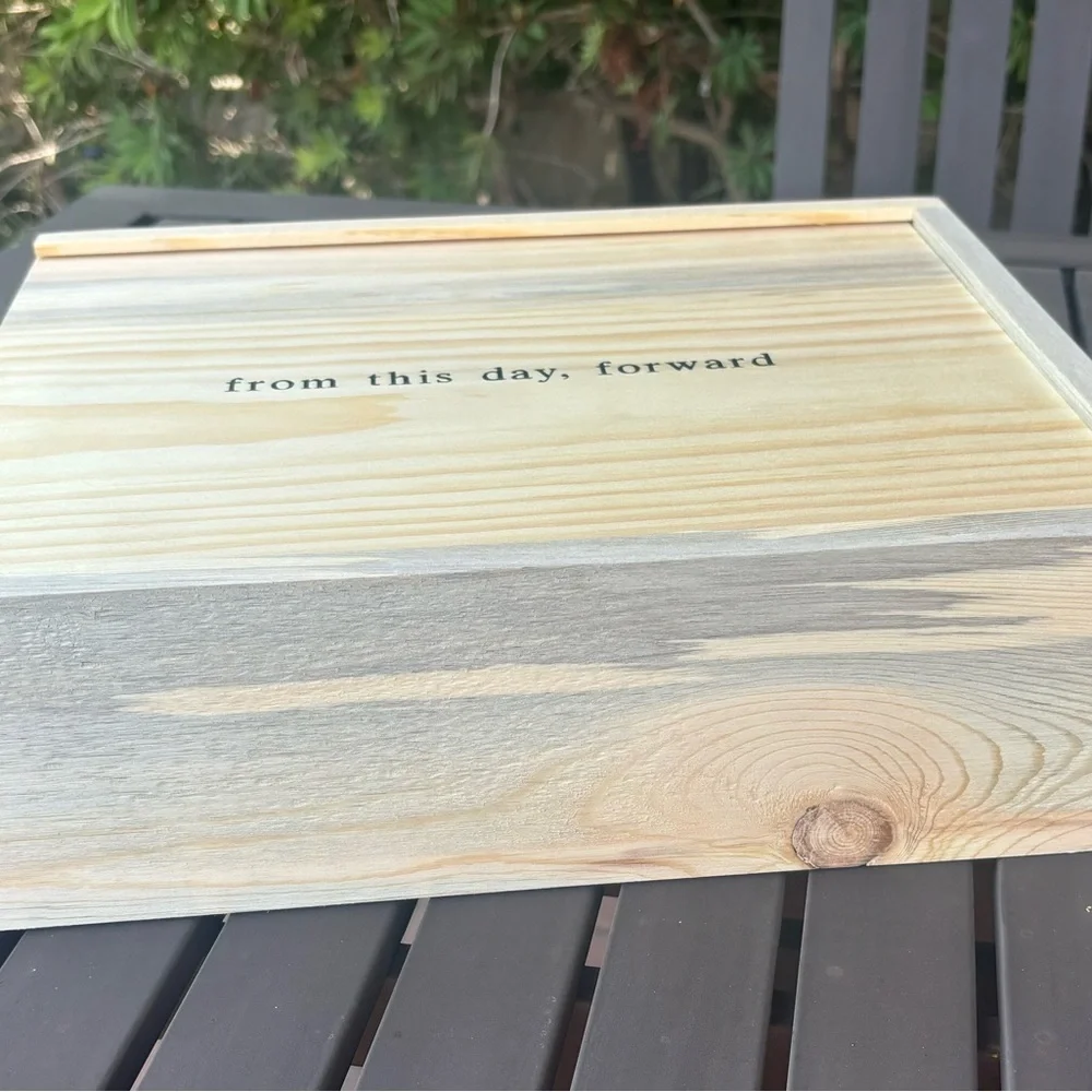 Artifact Uprising Reclaimed Wood Keepsake Box Black Engraving 8x11 NWT
